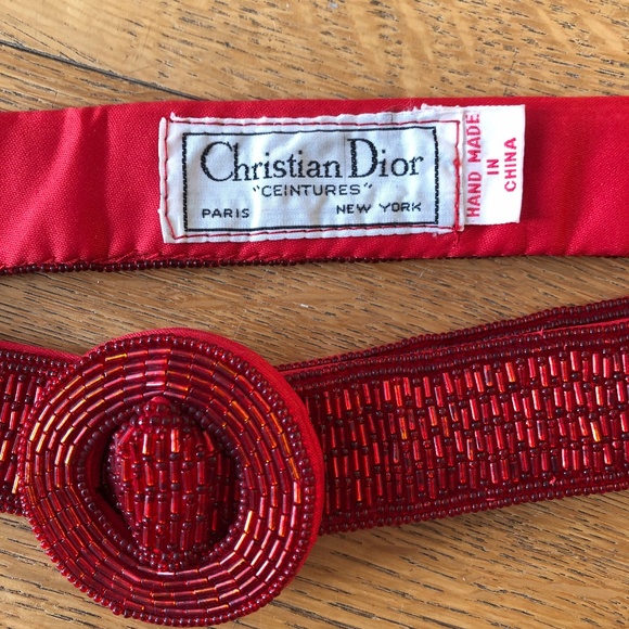 Vintage Christian Dior red beaded belt - Picture 2 of 3